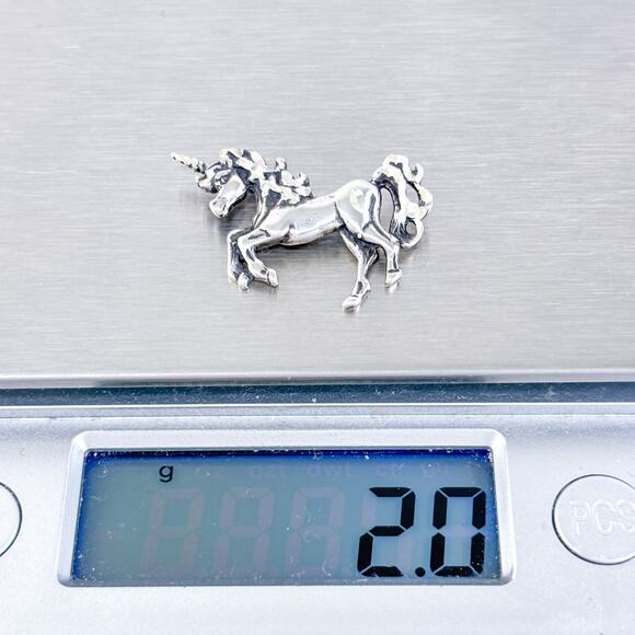 Vintage Sterling Silver 925 2.5cm Prancing Unicorn Fantasy Pendant - Picture 5 of 7